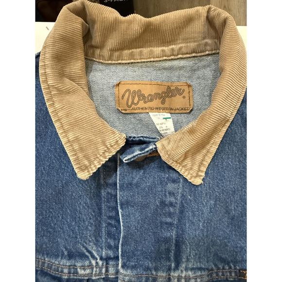 Vintage 90s Wrangler Jacket Mens 2XL Blue Denim Corduroy Collar Western Cowboy - Picture 4 of 12